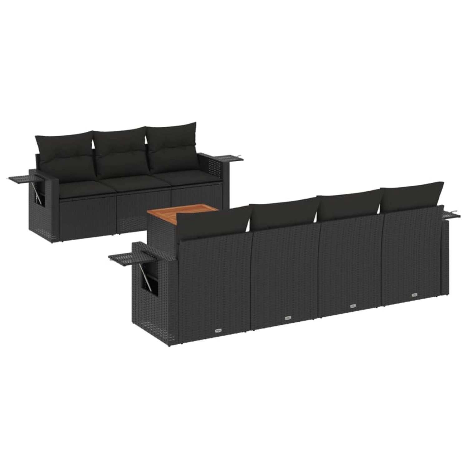vidaXL 8-Tlg Garten-Sofagarnitur mit Kissen Schwarz Poly Rattan 3256797 günstig online kaufen