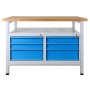 PROREGAL Werkbank Rhino mit 6 Schubladen, Ablage, Bucheplatte, lichtgrau/blau, 120x60cm, Traglast 300kg.
