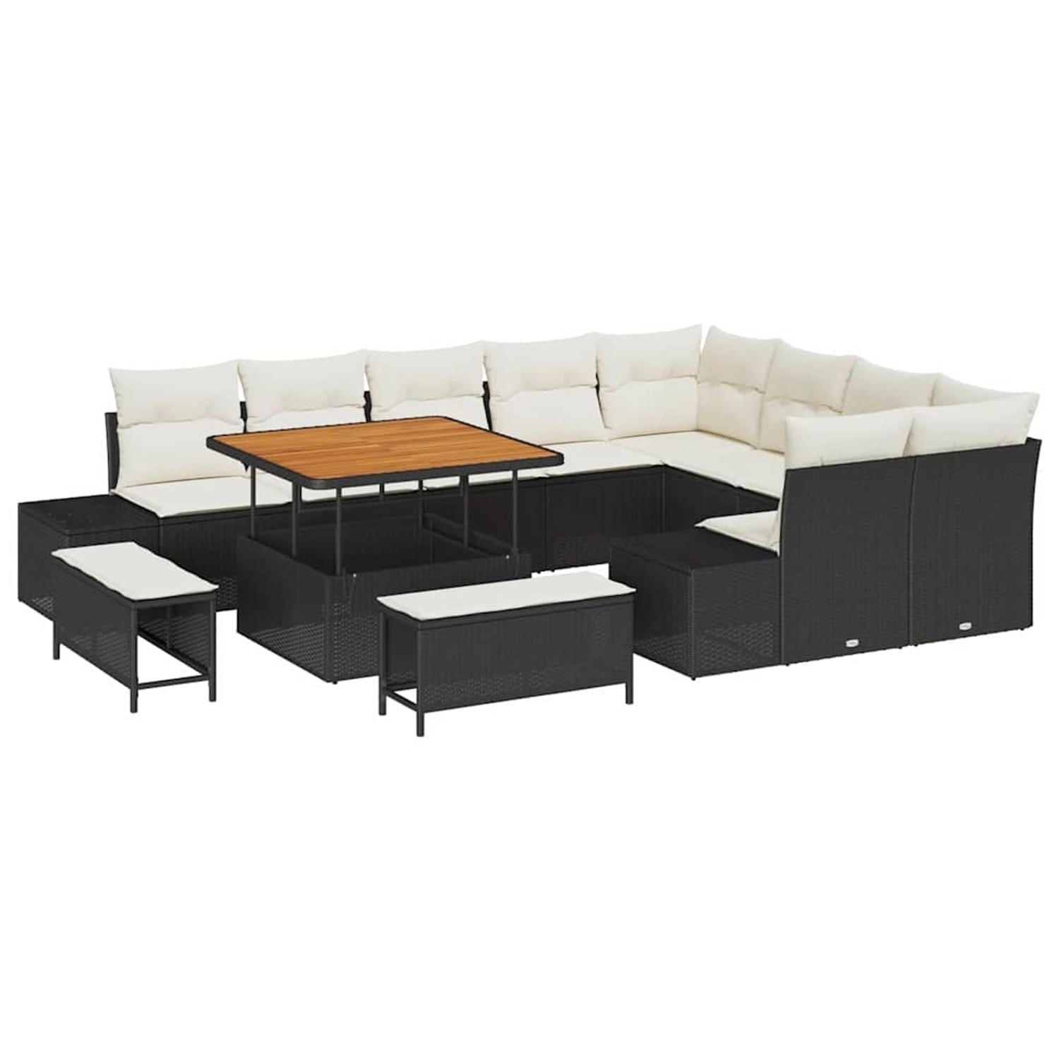vidaXL Garten-Sofa-Set mit Speicher 12-Tlg Schwarz Poly Rattan 3362815 günstig online kaufen
