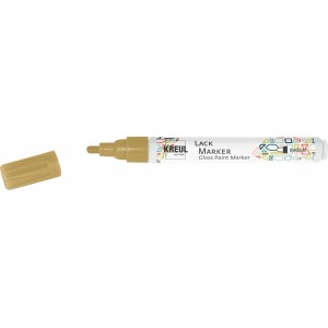 Kreul Lack Marker Medium Gold, Stift mit goldener Lackfarbe und abgenommener Kappe.