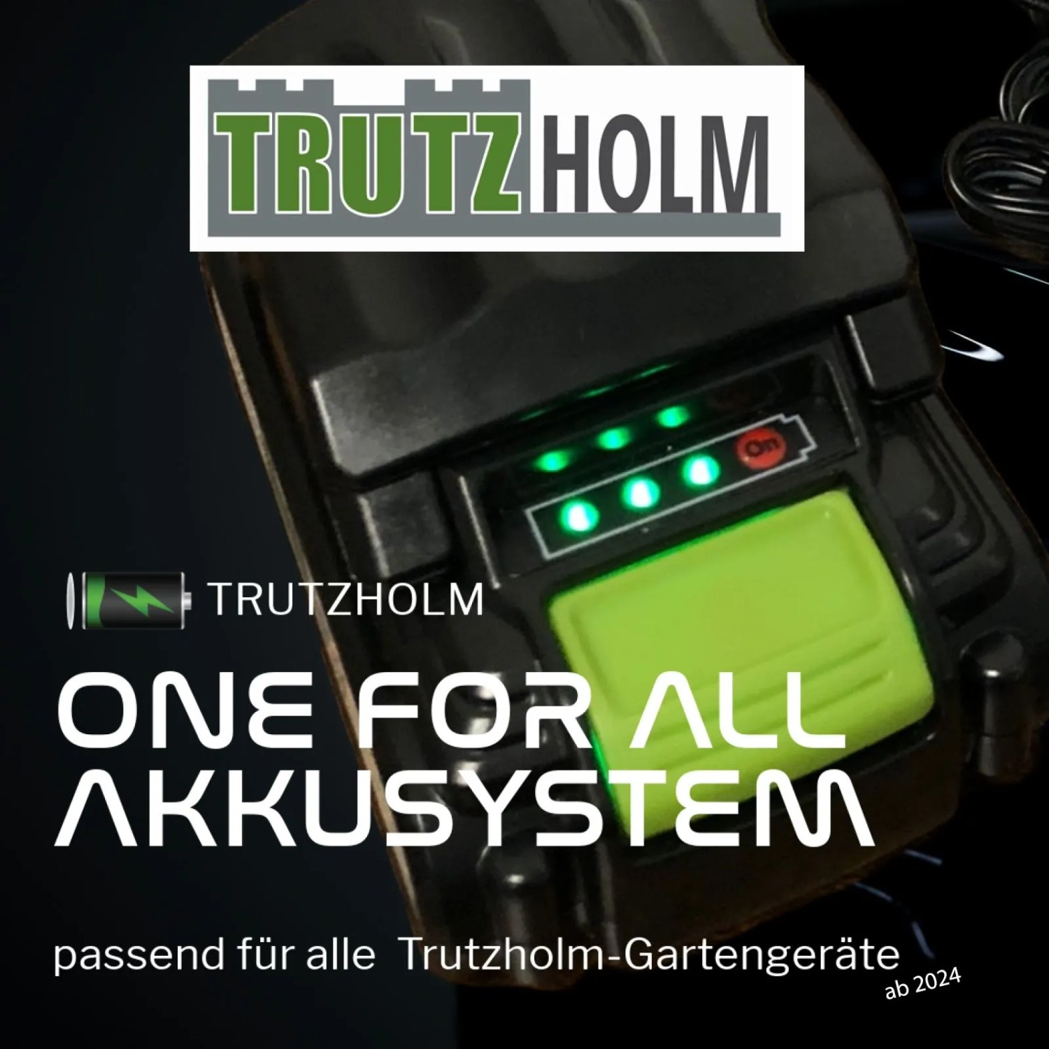 TRUTZHOLM 20V Akku 2Ah, Li-Ion Ersatzakku mit Ladeanzeige für Gartengeräte.