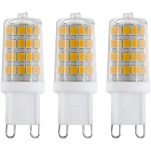3er Set Eglo G9 LED Leuchtmittel in Röhrenform, 3W, 320lm, 4,9x1,6cm. Warmweißes Licht.