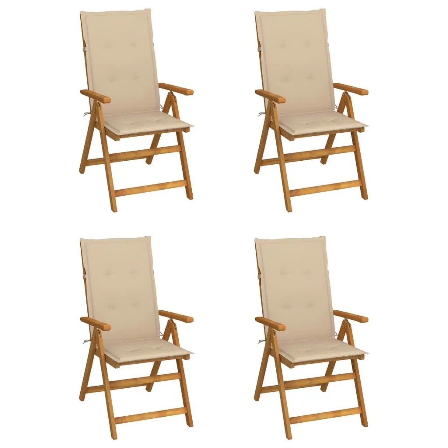 vidaXL Hochlehner Verstellbar 4 Stk mit Auflagen Massivholz Akazie 3065350
