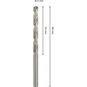 Bosch Spiralbohrer Pro Metal HSS-G, 5 mm Durchmesser, silberfarben.