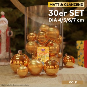 Mojawo 30tlg Christbaumkugeln Weihnachtskugeln Schmuckkugeln Baumschmuck Gold 4 5 6 7cm
