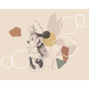 Vliesfototapete mit Minnie Maus und abstrakten Formen, 350x280 cm.