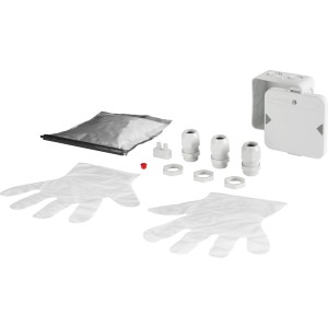 Kaiser Outdoor Installations-Set mit Gießharz, Box, Kabelverschraubungen und Handschuhen.
