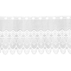 Weiße Arsvita Bistrogardine Clara mit Jacquard-Muster und Stangendurchzug, 160x45 cm.