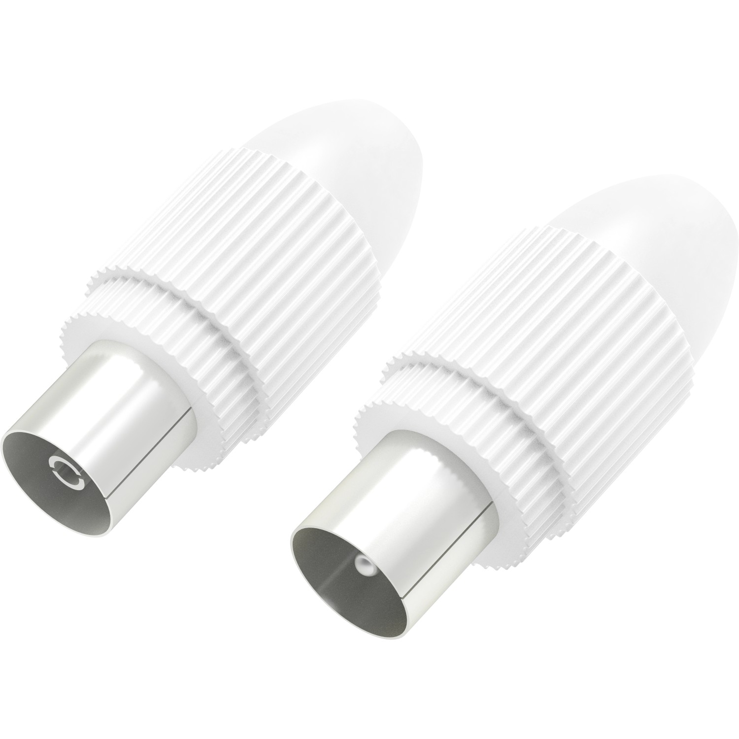 Hama Antennen-Adapter-Set Koax Koax-Stecker/Koax-Kupplung Klemmbar Weiß 2 Stück