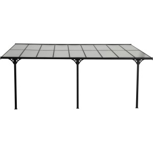 Westmann Terrassendach aus Aluminium, 556x300 cm, schwarz, mit Doppelstegplatten.