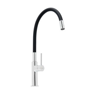 Swiss Aqua Technologies Küchenarmatur Einhebelmischer Waschtischarmatur mit Hohem Auslauf Schwarzmatt und Chrom