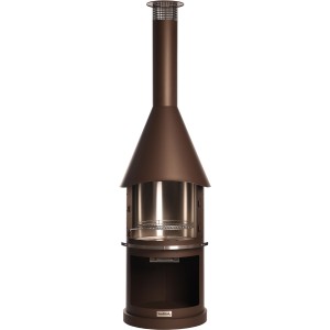 Buschbeck Gartengrillkamin Sydney Braun mit Edelstahlgrillrost, höhenverstellbar.