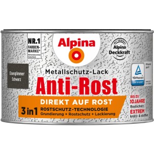 Dose Alpina Metallschutzlack Anti-Rost Schwarz Eisenglimmer 300ml.