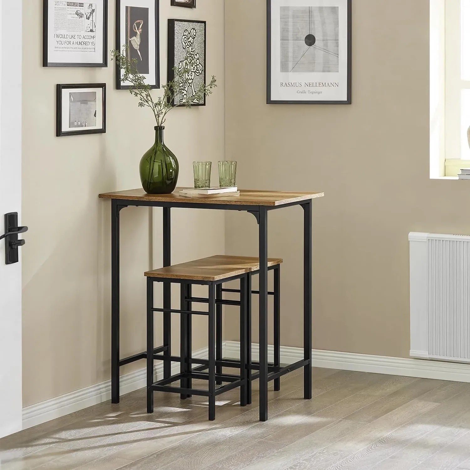 Kleiner Tisch SoBuy Essgruppe Esstisch Set 3-teilig U2013 Bartisch Mit 2 Stühlen, Platzsparendes Küchentisch Set Für Esszimmer Balkon Garten U2013 Kompakt & Modern Für Kleine Räume OGT10-HG Bartisch Set