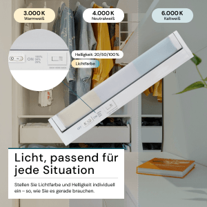 LUXULA 2er Set LED Unterbauleuchte 30cm CCT Dimmbar Schwenkbare Schrankleuchte Warm- Kaltweiß 3000-6000K Erweiterbar Küchenbeleuchtung 4W Weiß