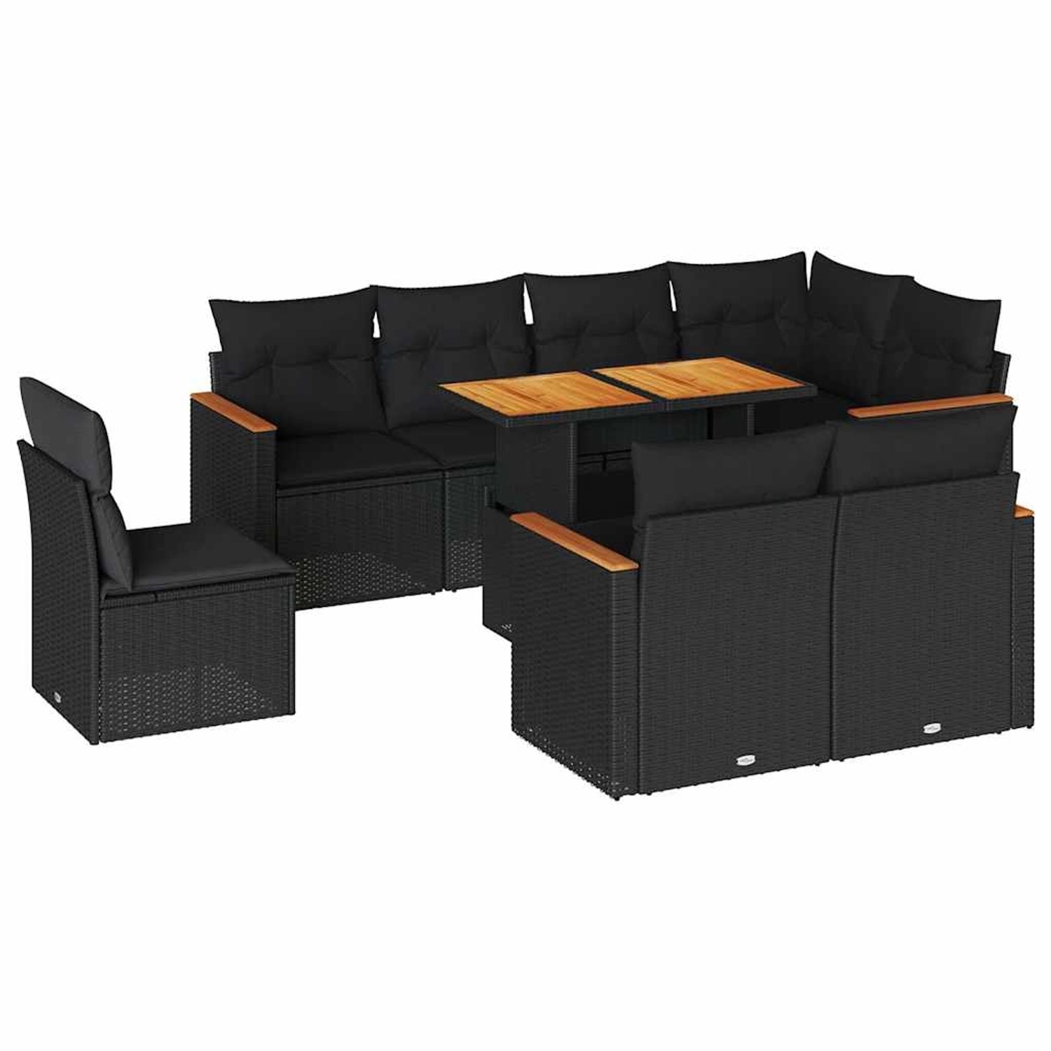 vidaXL 9-Tlg Garten-Sofagarnitur mit Kissen Schwarz Poly Rattan 3327499 günstig online kaufen
