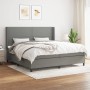 Dunkelgraues vidaXL Boxspringbett 200x200 cm mit Matratze und Kopfteil im Schlafzimmer.