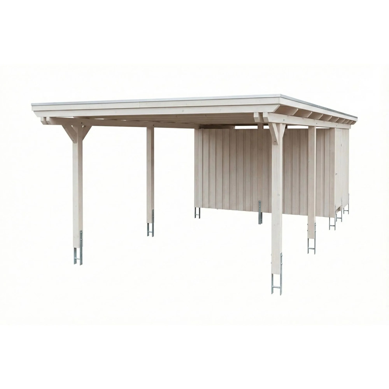 Skan Holz Carport Emsland EPDM-Dach mit Abstellraum 402 cm x 846 cm Weiß