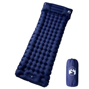 vidaXL Selbstaufblasende Isomatte mit Kissen Marineblau 4007098