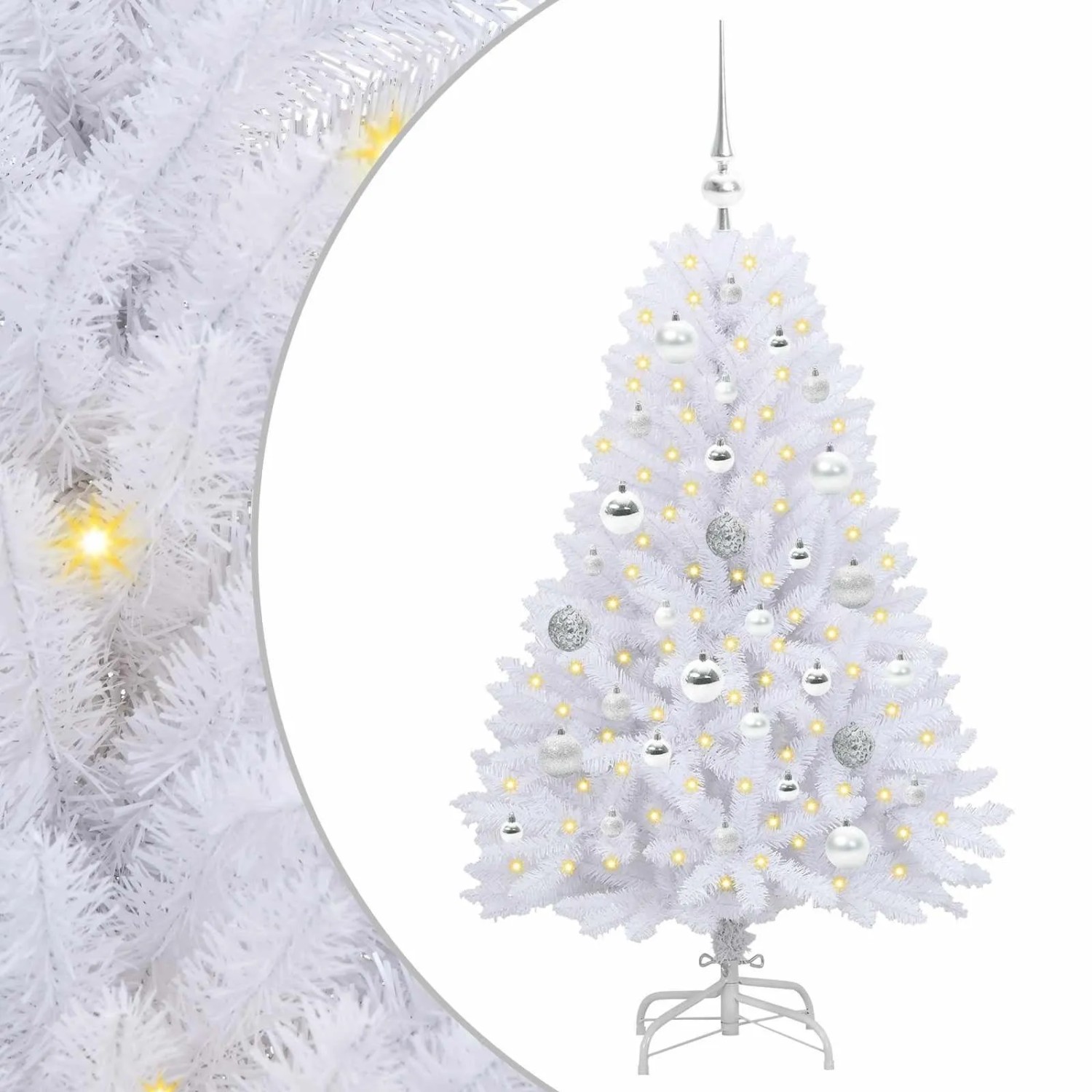 vidaXL Künstlicher Klappbarer Weihnachtsbaum Weiß 120 cm PVC und Stahl 3426581