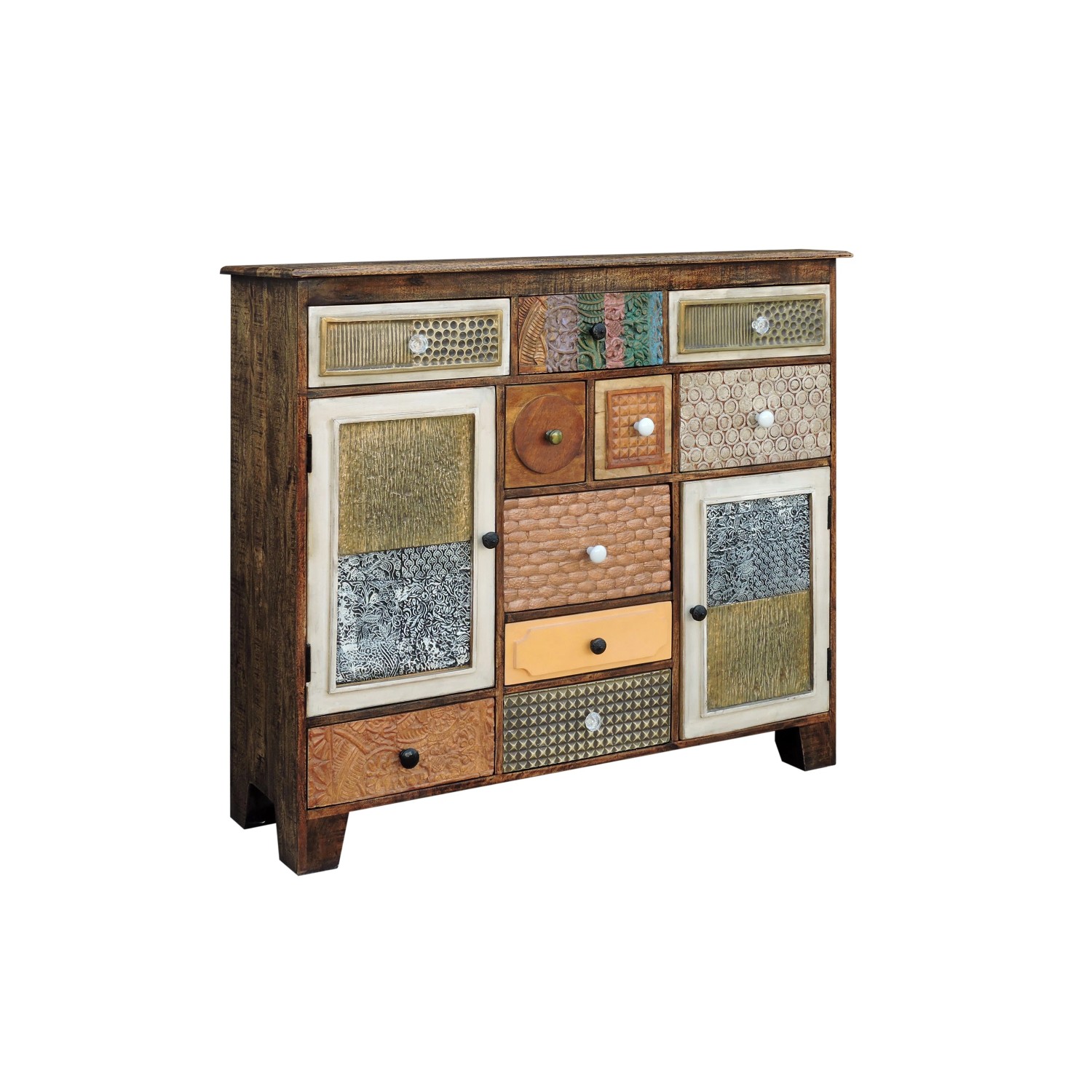 DELUKE Sideboard IVAR Holz Mehrfarbig 111x125x35cm Schrank Flur Schlafzimmer Kommode