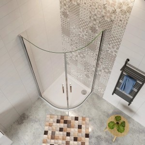 Duschparadies Duschkabine 90 x 90 cm Runddusche Höhe 195cm Viertelkreis Duschabtrennung 6mm Nano Glas Dusche Mit Weiß Duschtasse Typ PHX