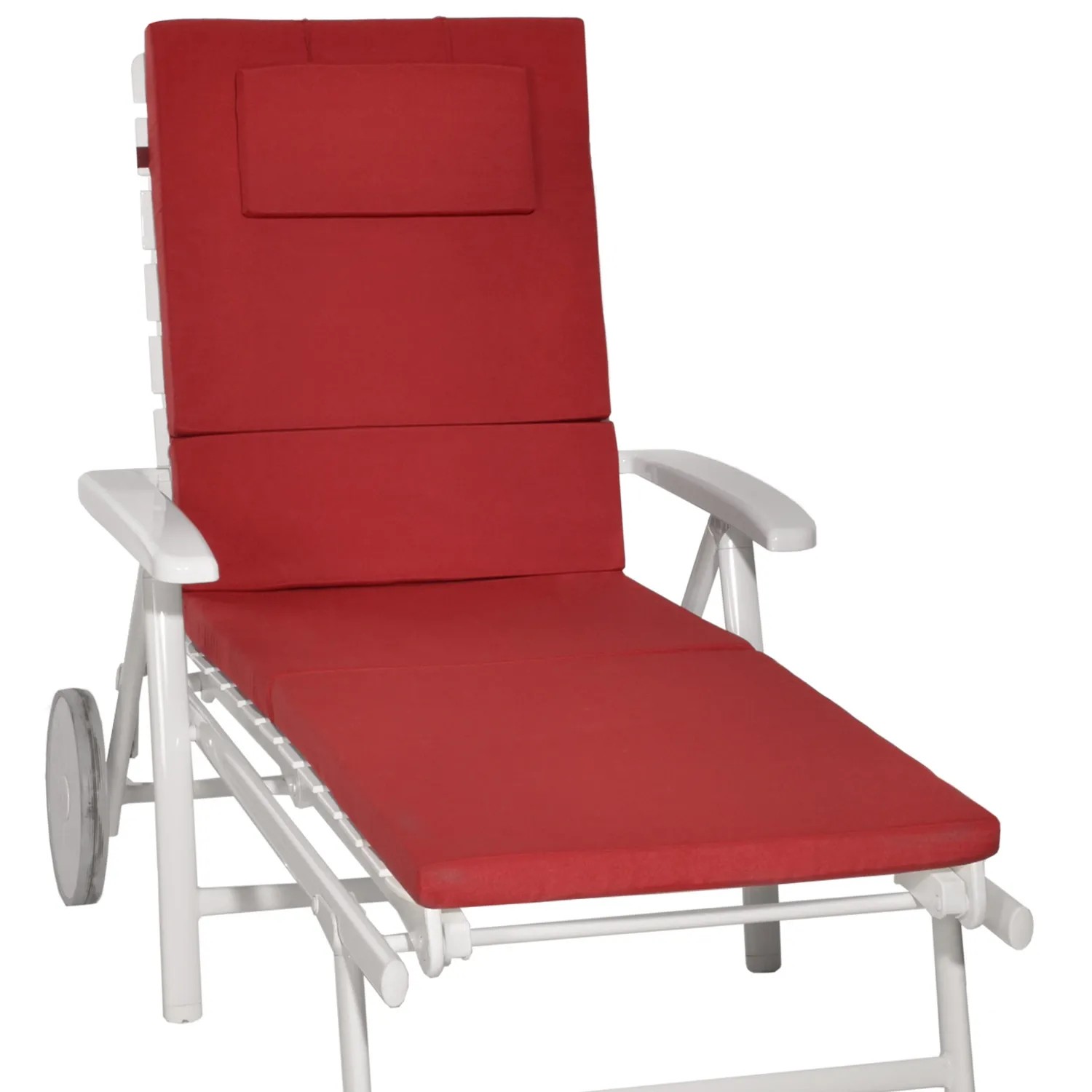 Rote Beautissu Rollliegenauflage Loft RL 200x60x5cm für Gartenliege.