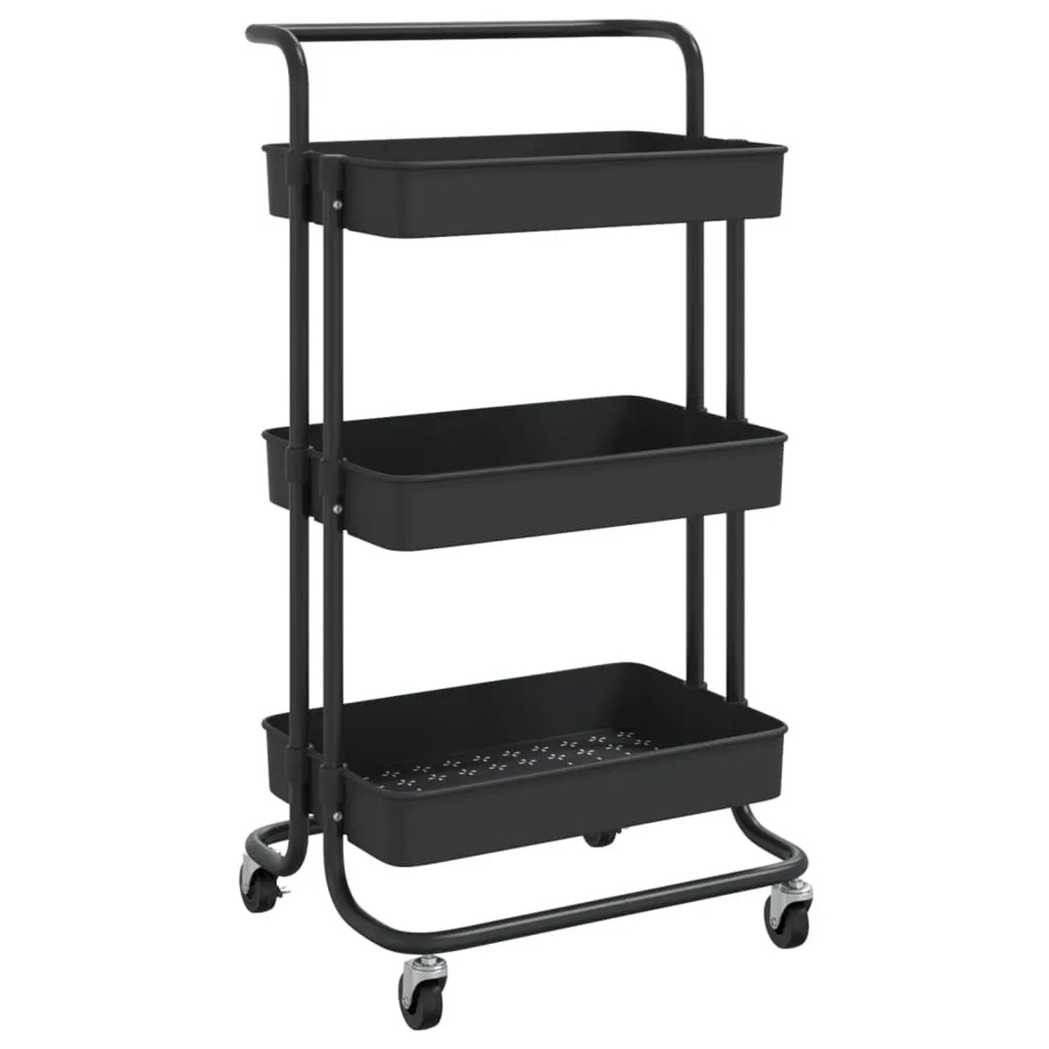vidaXL Küchenwagen 3 Etagen Schwarz 42x35x85 cm Eisen und ABS 336335