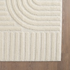 Ayyildiz Kurzflorteppich Art 1121, creme, Ø 80 cm, mit geometrischem Muster.