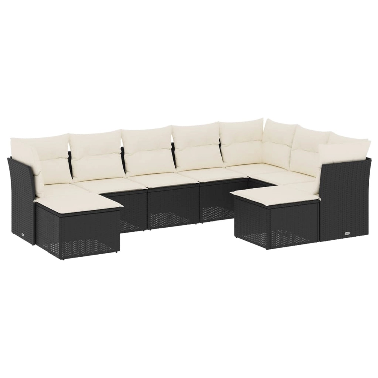 vidaXL 9-tlg Garten-Sofagarnitur mit Kissen Schwarz Poly Rattan Modell 53