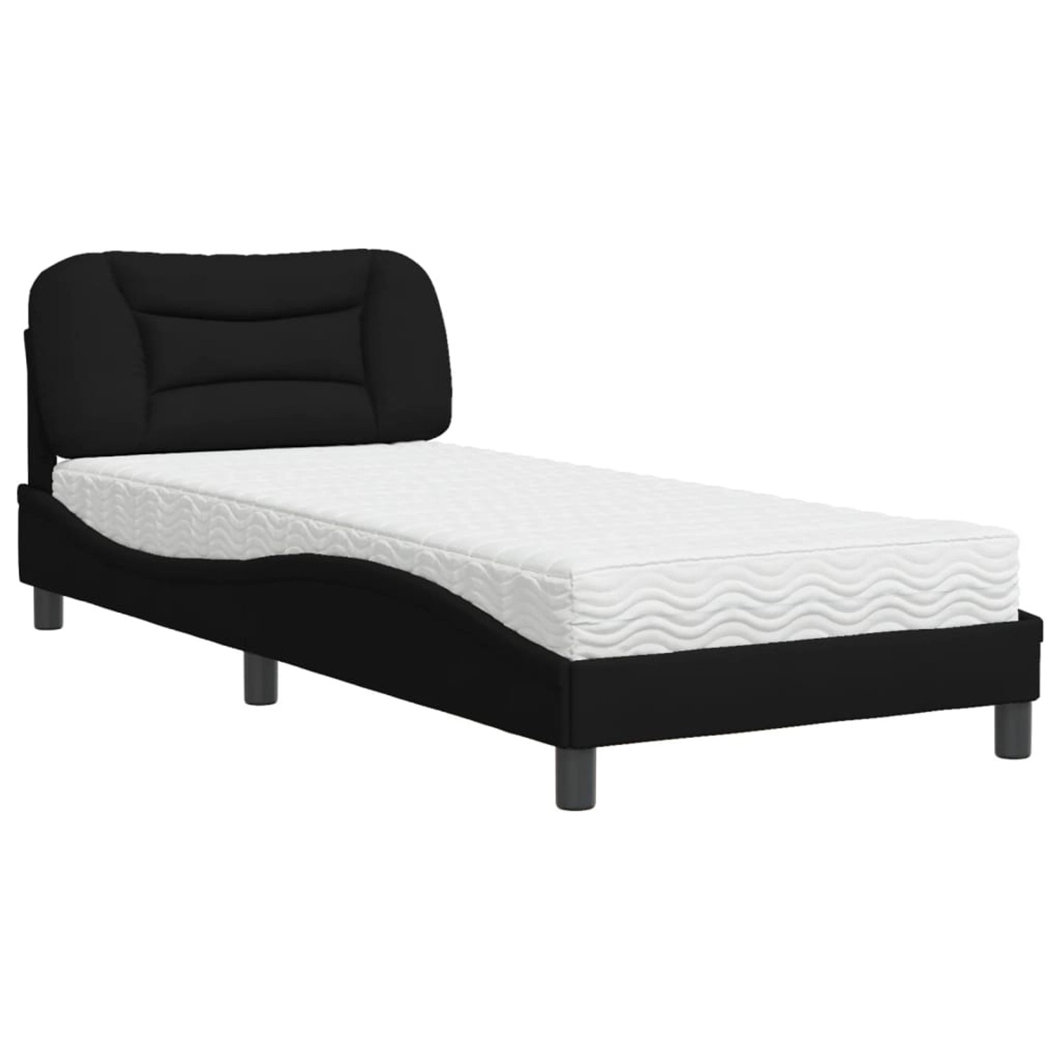 vidaXL Bett mit Matratze Hvar Schwarz 90x200 cm Stoff 3208508