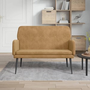 Braune vidaXL Sitzbank (108x79x79 cm) aus Samt mit Metallgestell.