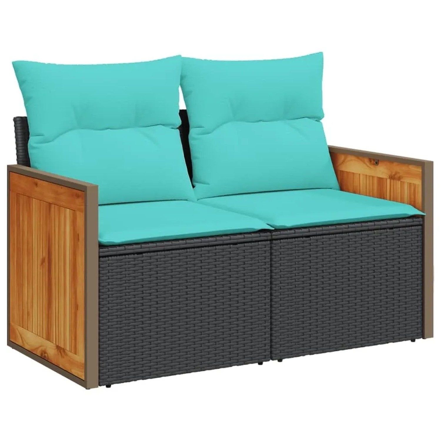 vidaXL Gartensofa mit Kissen 2-Sitzer Schwarz Poly Rattan 366037 günstig online kaufen