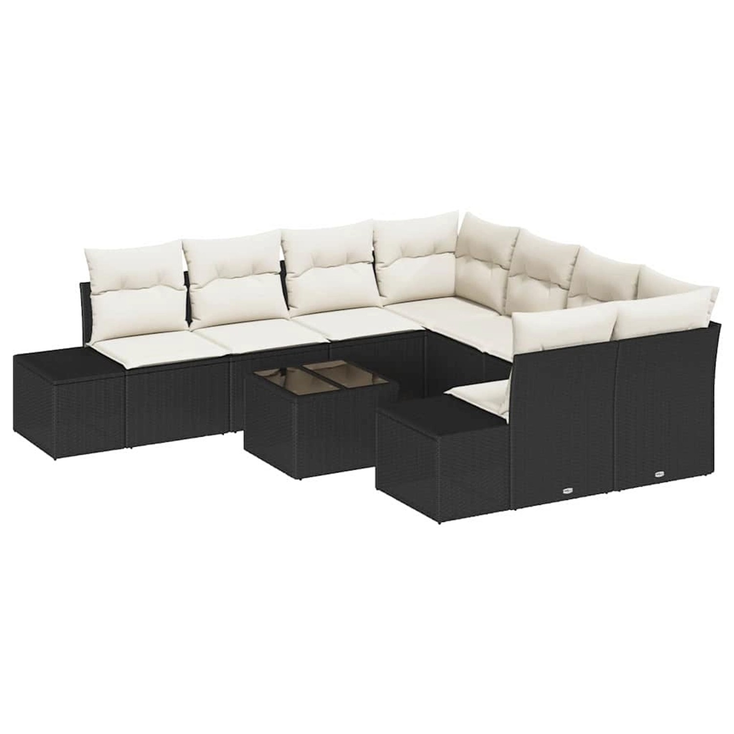 vidaXL Garten-Sofa-Set 9-Tlg Schwarz Poly Rattan 3346997 günstig online kaufen