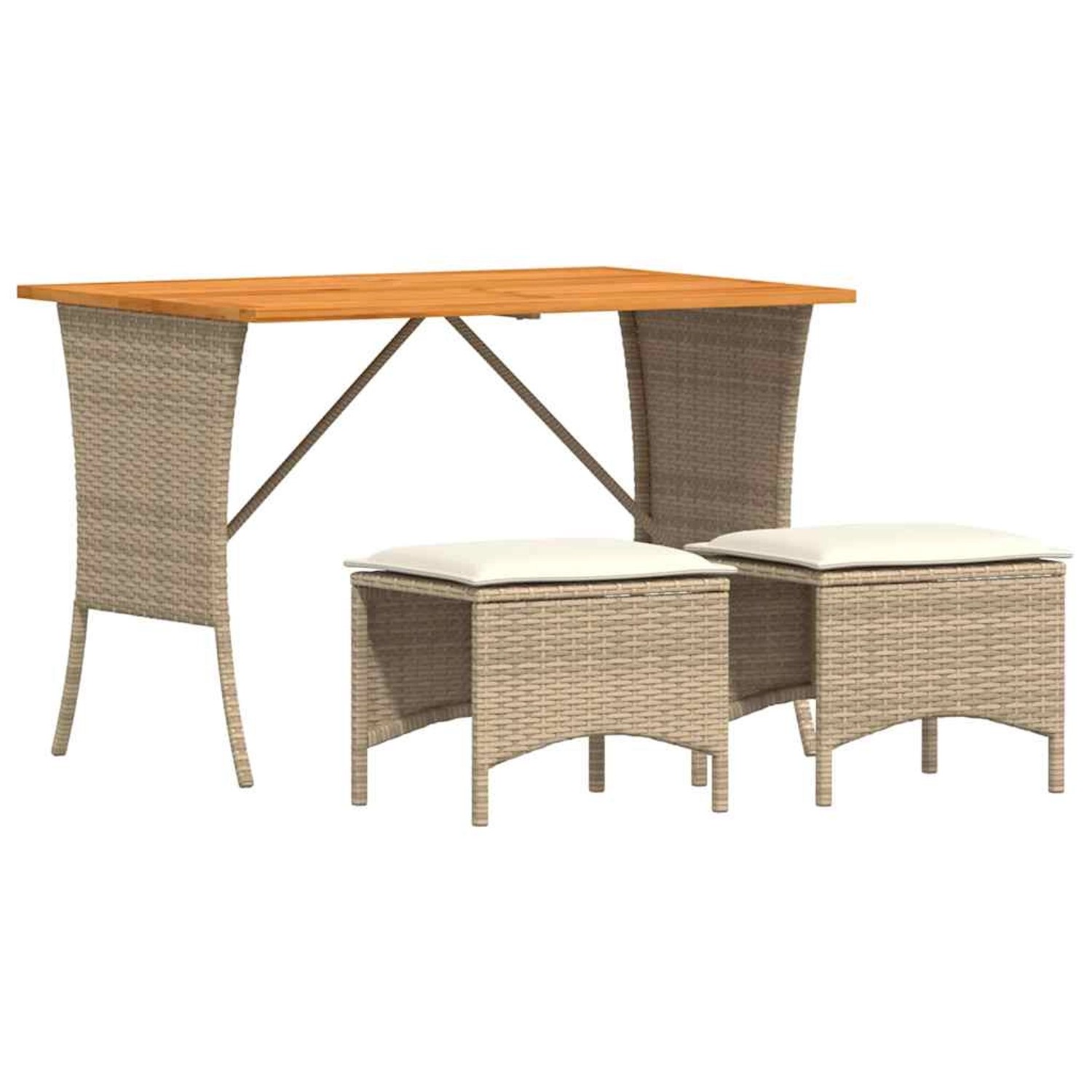 vidaXL 3-Tlg Garten-Essgruppe mit Kissen Beige Poly Rattan 4104137 günstig online kaufen