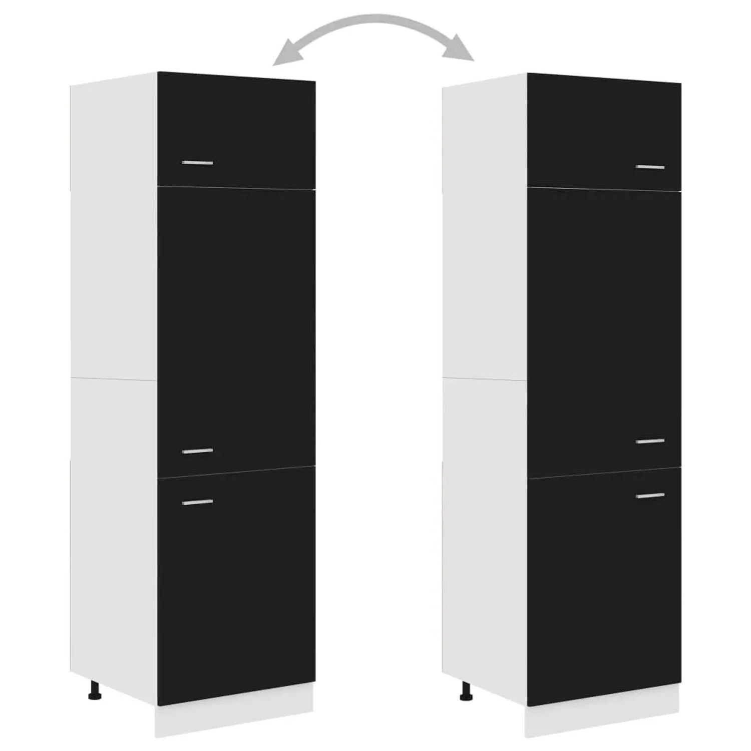 vidaXL Kühlumbauschrank, schwarz, 60x57x207 cm, Holzwerkstoff, Küchenzeile.