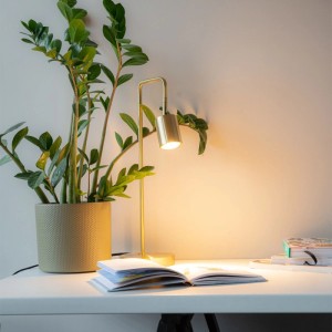 Moderne, verstellbare Tischlampe Java in Messingoptik von QAZQA für den Innenbereich.