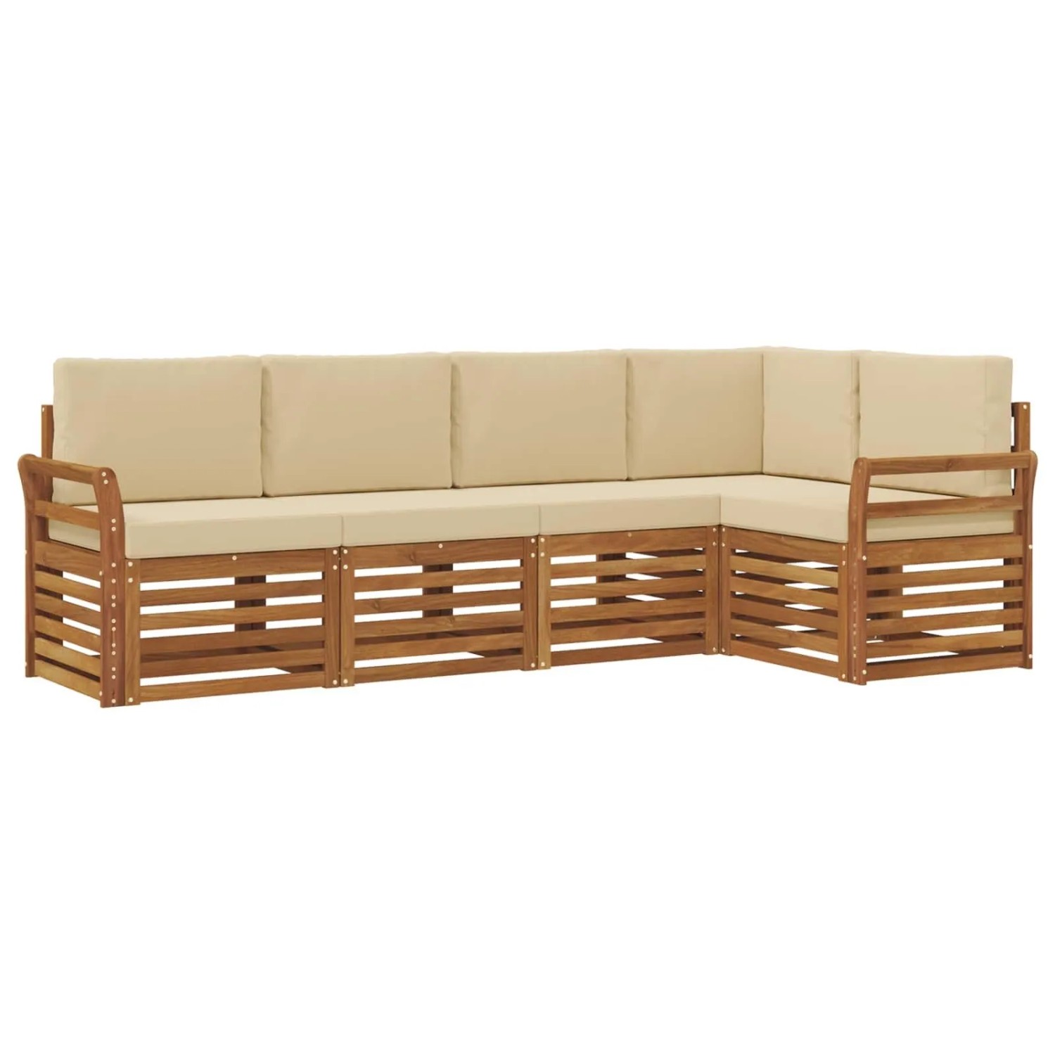 vidaXL Sofagarnituren 5 Tlg Natur und Beige Massivholz Akazie 3374813