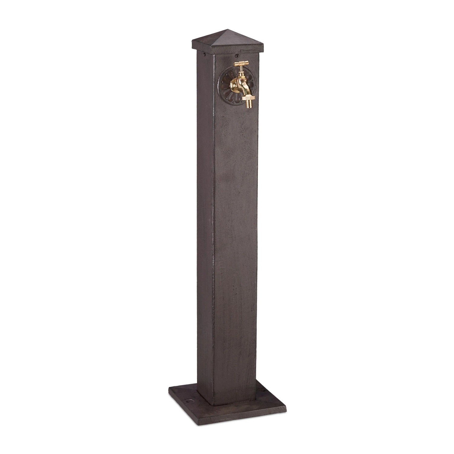 Relaxdays Wasserzapfsäule Aluminium Stahl Braun Eckig Antik 91 cm x 22,5 cm x 22,5 cm 3,8 kg