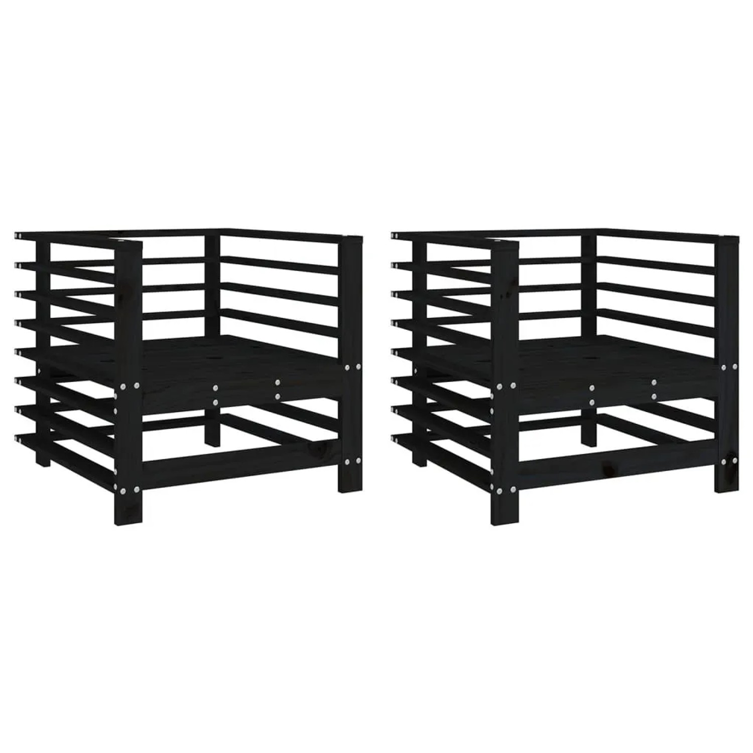 vidaXL Gartenstühle 2 Stk Schwarz Massivholz Kiefer 825629