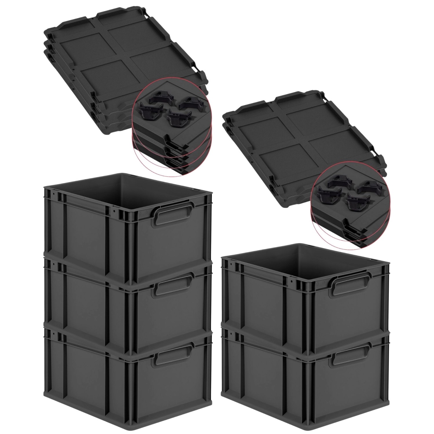 PROREGAL SparSet 5x Eurobox Nextgen Color Mit Auflagedeckel HxBxT 22x30x40c günstig online kaufen