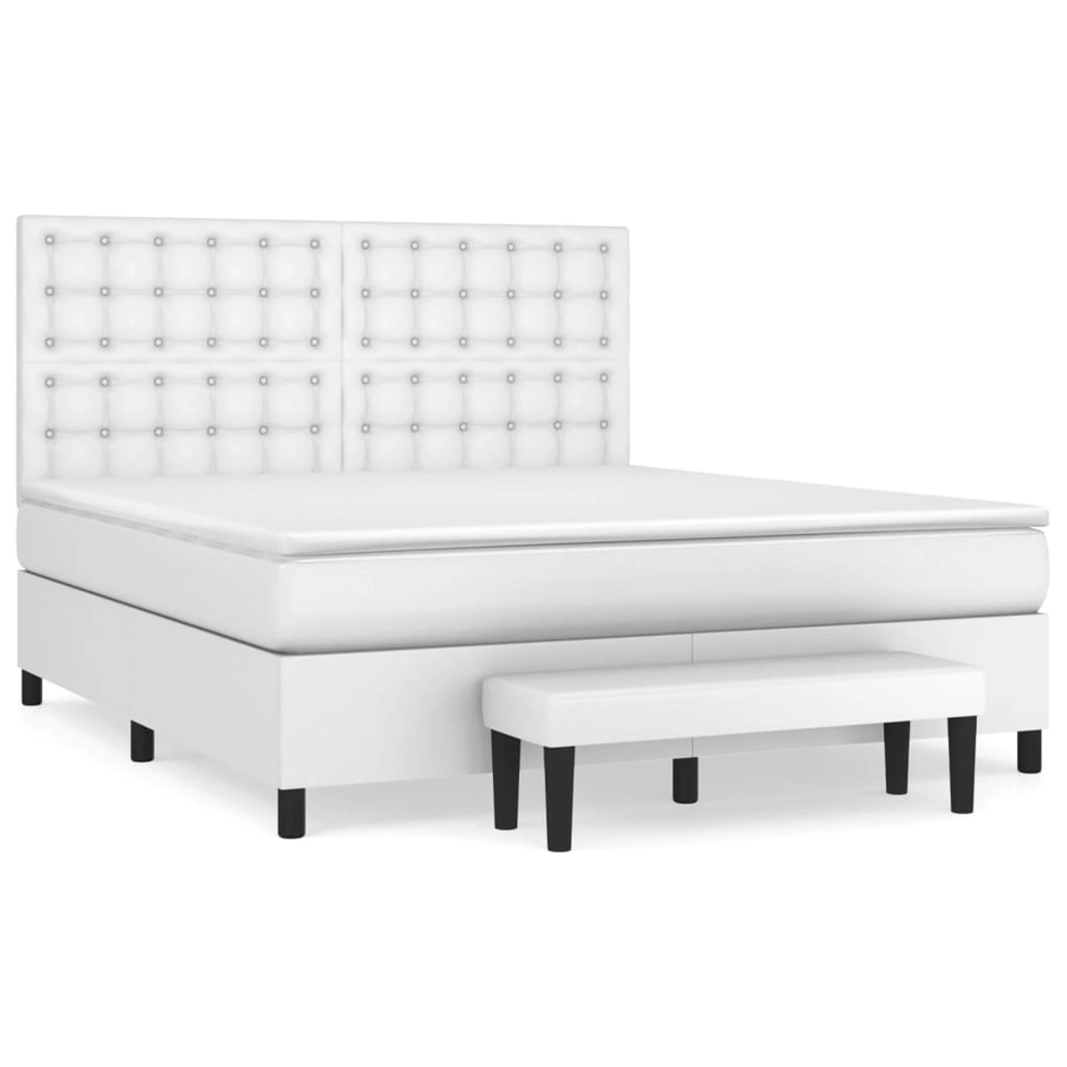 vidaXL Boxspringbett mit Matratze Weiß 160x200 cm Kunstleder 3137672 günstig online kaufen