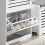 SoBuy Schuhschrank FSR108-W mit 3 Klappen, gefüllt mit Schuhen. Schuhkommode in Weiß.