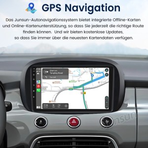 Junsun 9 Zoll Autoradio mit Navi im Fiat 500X (2014-2020).