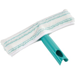 Leifheit Fenstereinwascher Window Washer M mit blau-weißem Bezug und blauem Griff.