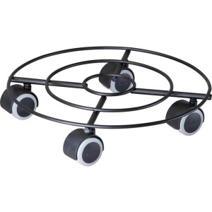 Wagner Pflanzenroller Draht GH 0944, schwarz matt, Ø 30 cm. Rolluntersetzer mit vier Doppelrollen.