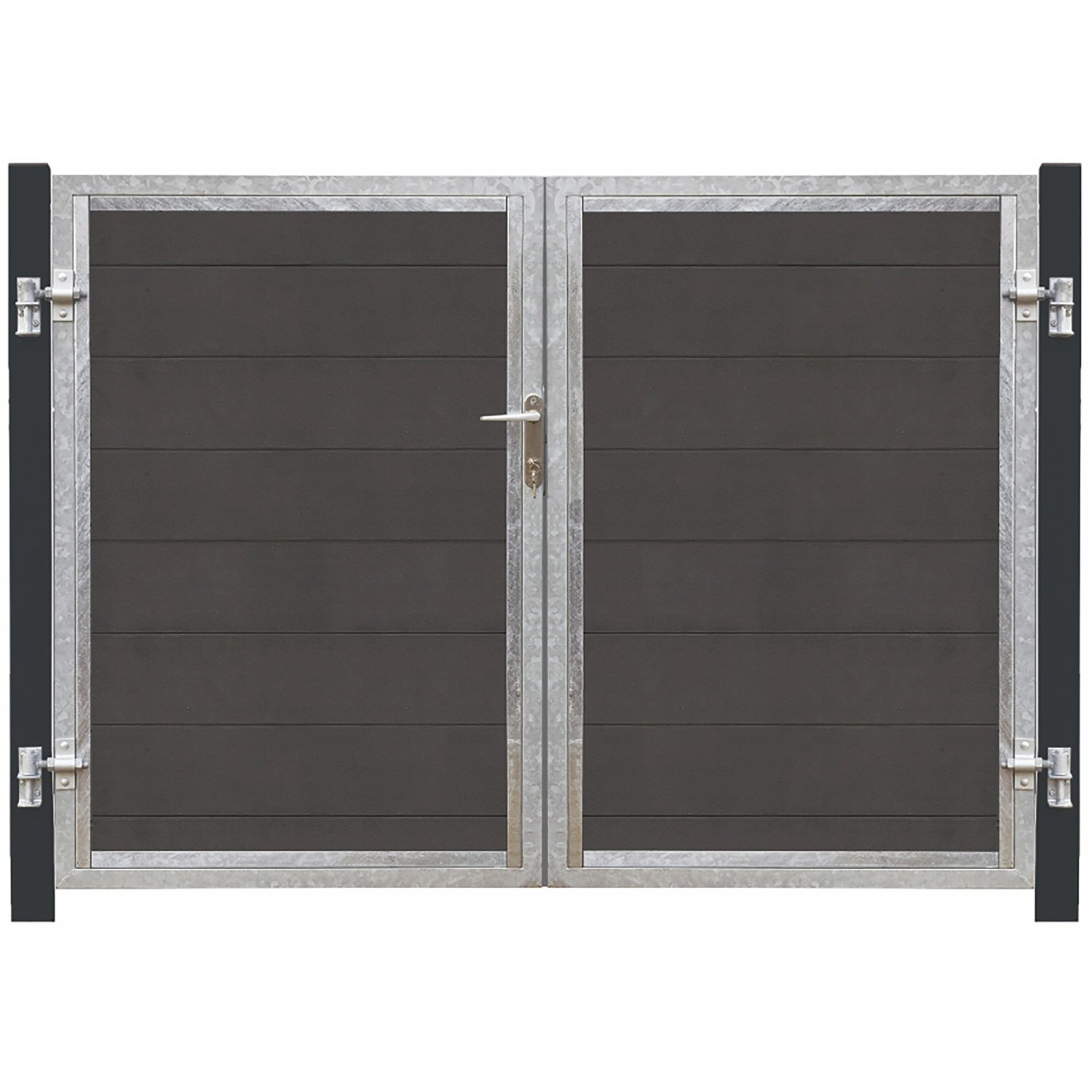 Doppeltor Futura WPC Schiefergrau DIN L 213 cm x 145 cm Pfosten grauschwarz günstig online kaufen