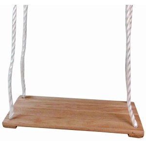 Happy People Brettschaukel aus Holz mit weißen Seilen für Gartenspielgeräte.