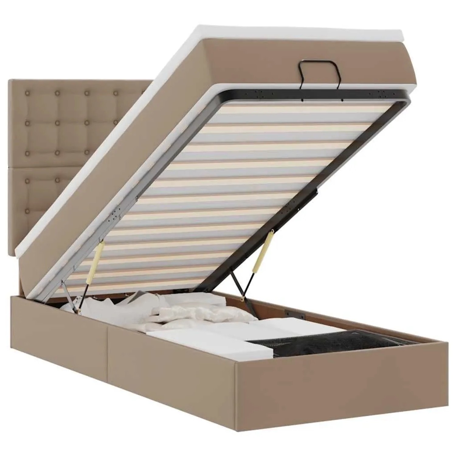 vidaXL Ottoman-Bett mit Matratze Cappuccino-Braun 90x200 cm Kunstleder 3312985