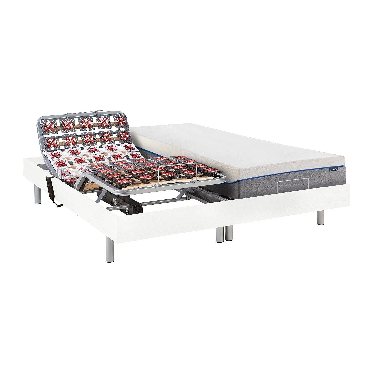 Vente-unique Bett Mit Elektrischem Lattenrost Hesiode Weiß 190 cm  71 cm